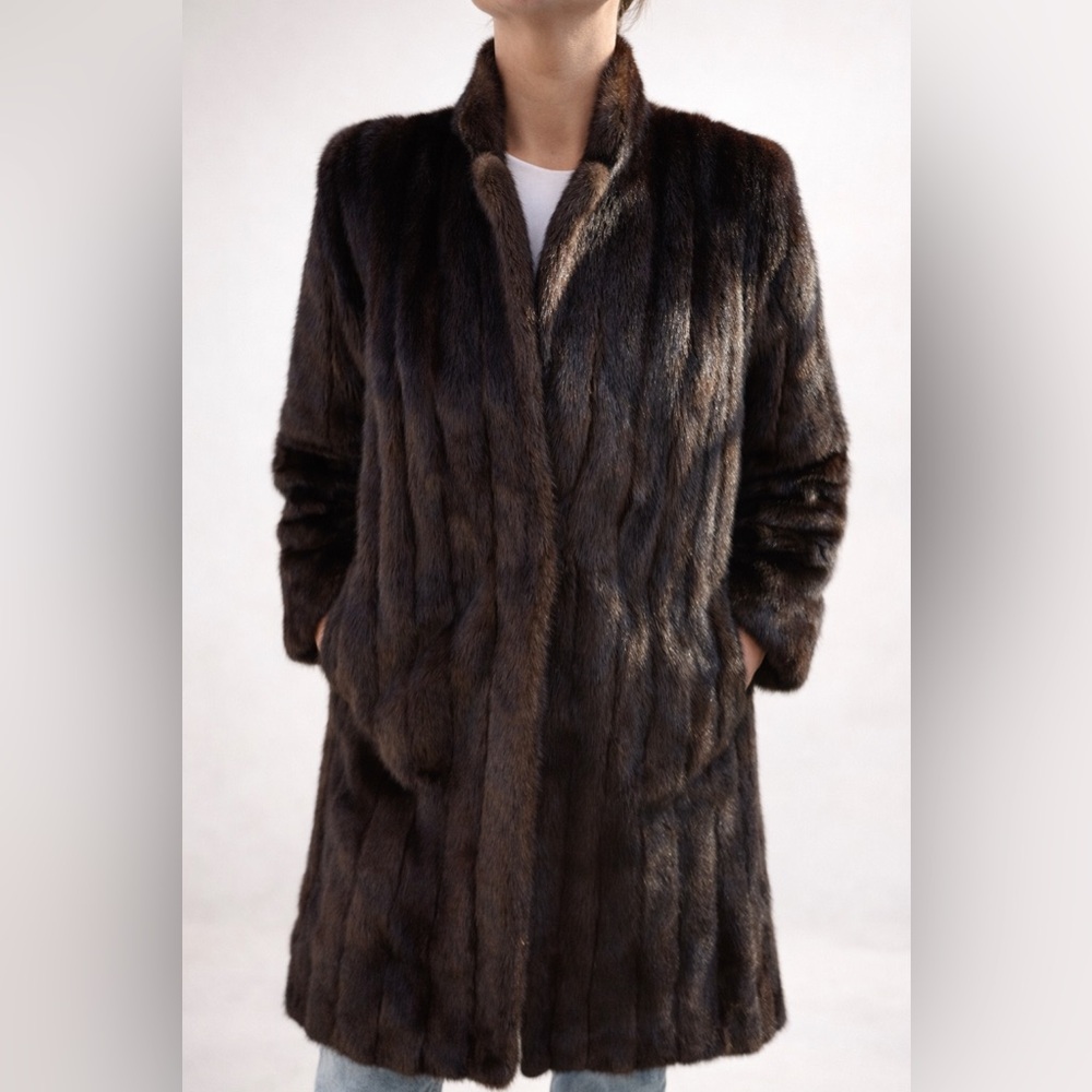 Blackglama Dark Ranch Mink Fur Coat Vintage Long Luxury Mink Women’s S